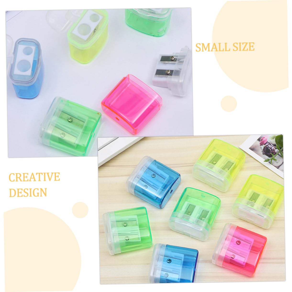 Anspitzer mit Dose 48 Stück Kunststoff Manuell Einfach Einschulung Feier | Bleistiftspitzer Multipack, Stiftzubehör für Schule und Arbeit, Transparentes Design, für Kinder