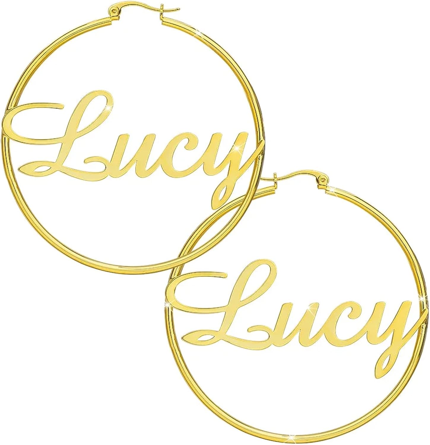 Gemiac Custom Name Earrings Personalized 18K Gold Plated Name Hoop Earrings Two Tone Customized Earrings Fashion Jewelry Gift for Women