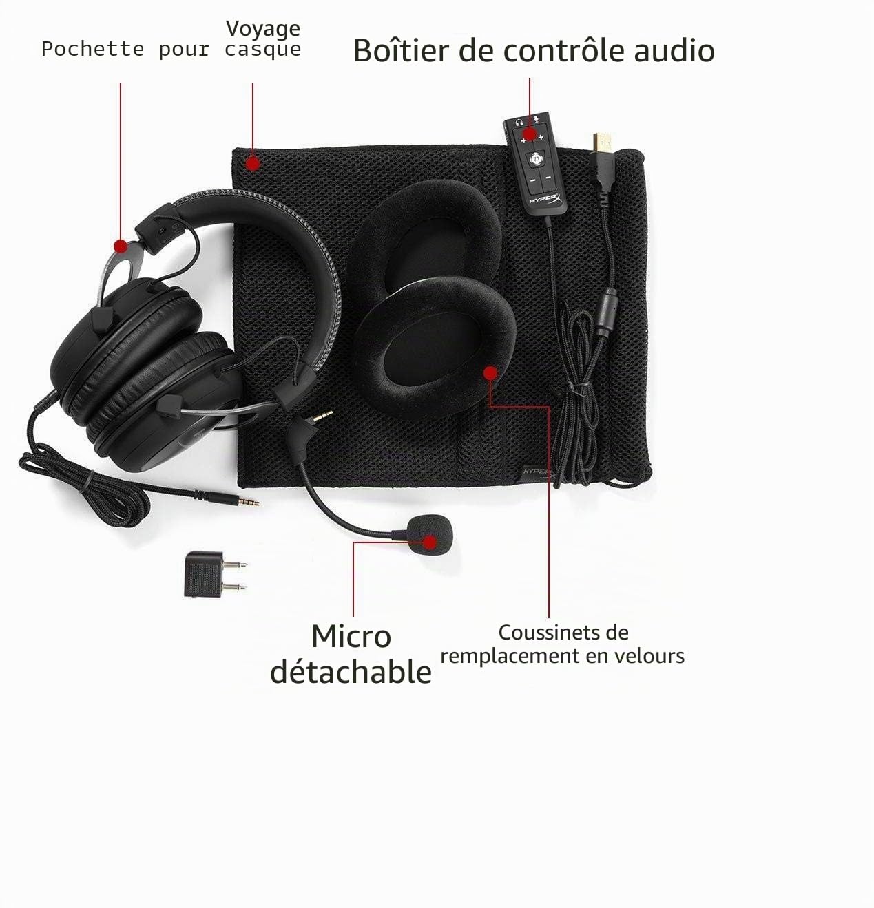 HyperX Cloud II Casque de Jeu | Son Surround 7.1 | Cadre en Aluminium | Microphone antibruit Amovible | Hi-FI avec Pilotes Audio de 53 mm | Compatible avec PC/PS4/Xbox/Mac/Mobile/VR – Rouge