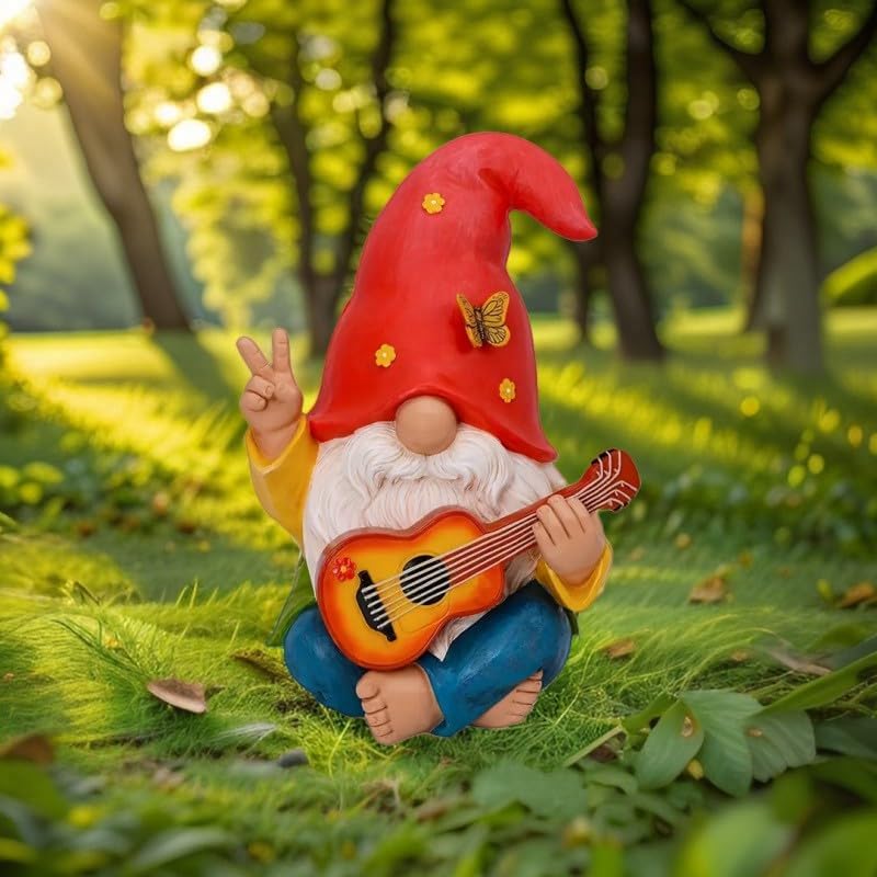 Garden Gnome - Funny Hippie Gnome Figurine - 9.25 Inch Tall Lawn Statue - for Outdoor for Yard or House Décor