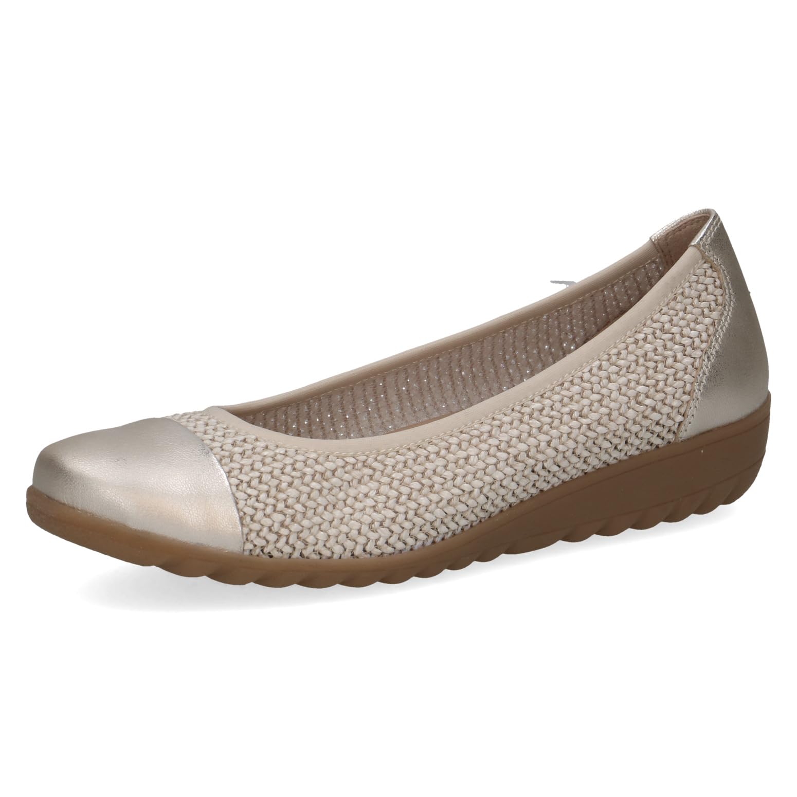 CAPRICE Women's Ballet Flats Flat, White (OFFWHITE Comb), 4 UK