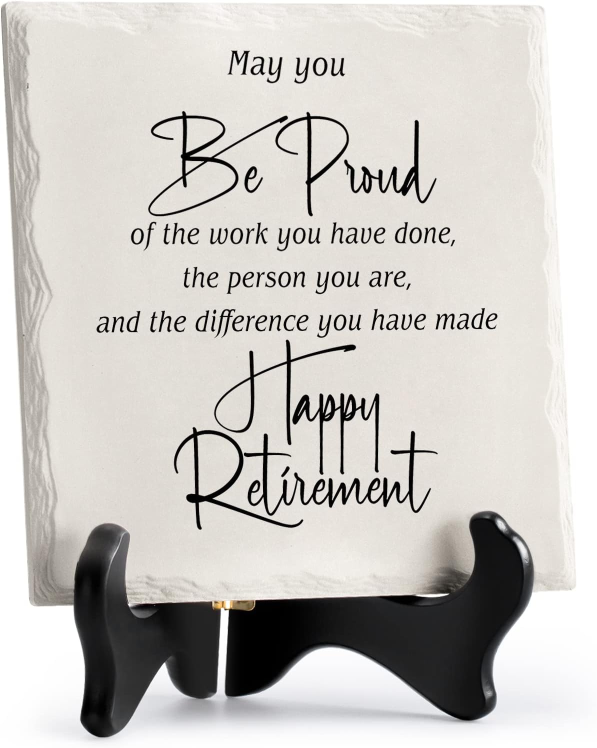 LukieJac Retirement Gifts for Women Men Retirement Party Decoration Best Ceramic Retirement Plaque 6"*6" Happy Retirement Table Decorations Sign for Teacher Nurses Coworker