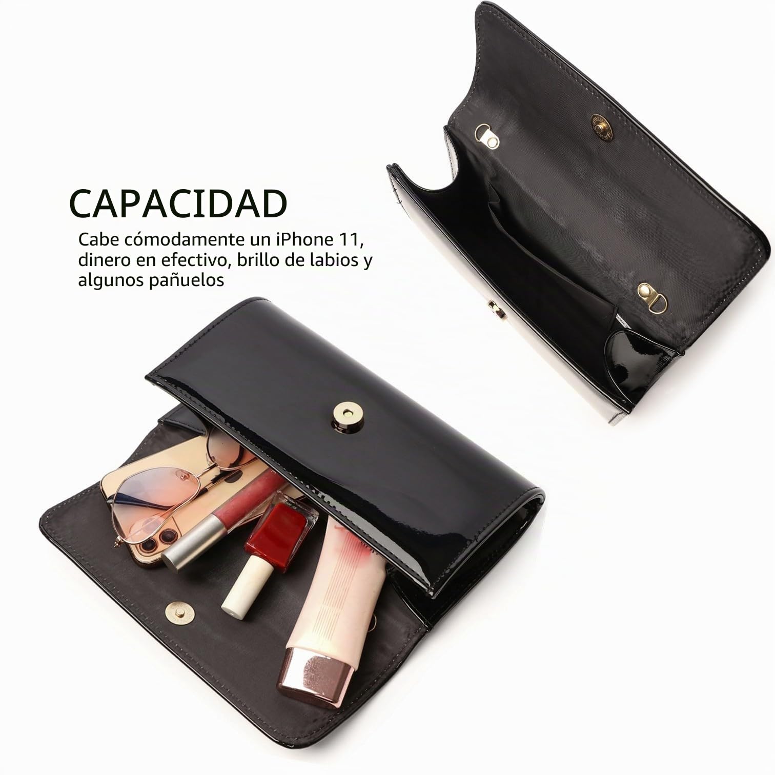 Bolso de mano de charol para mujer, elegante bolso de hombro para Navidad, boda, fiesta, baile de graduación