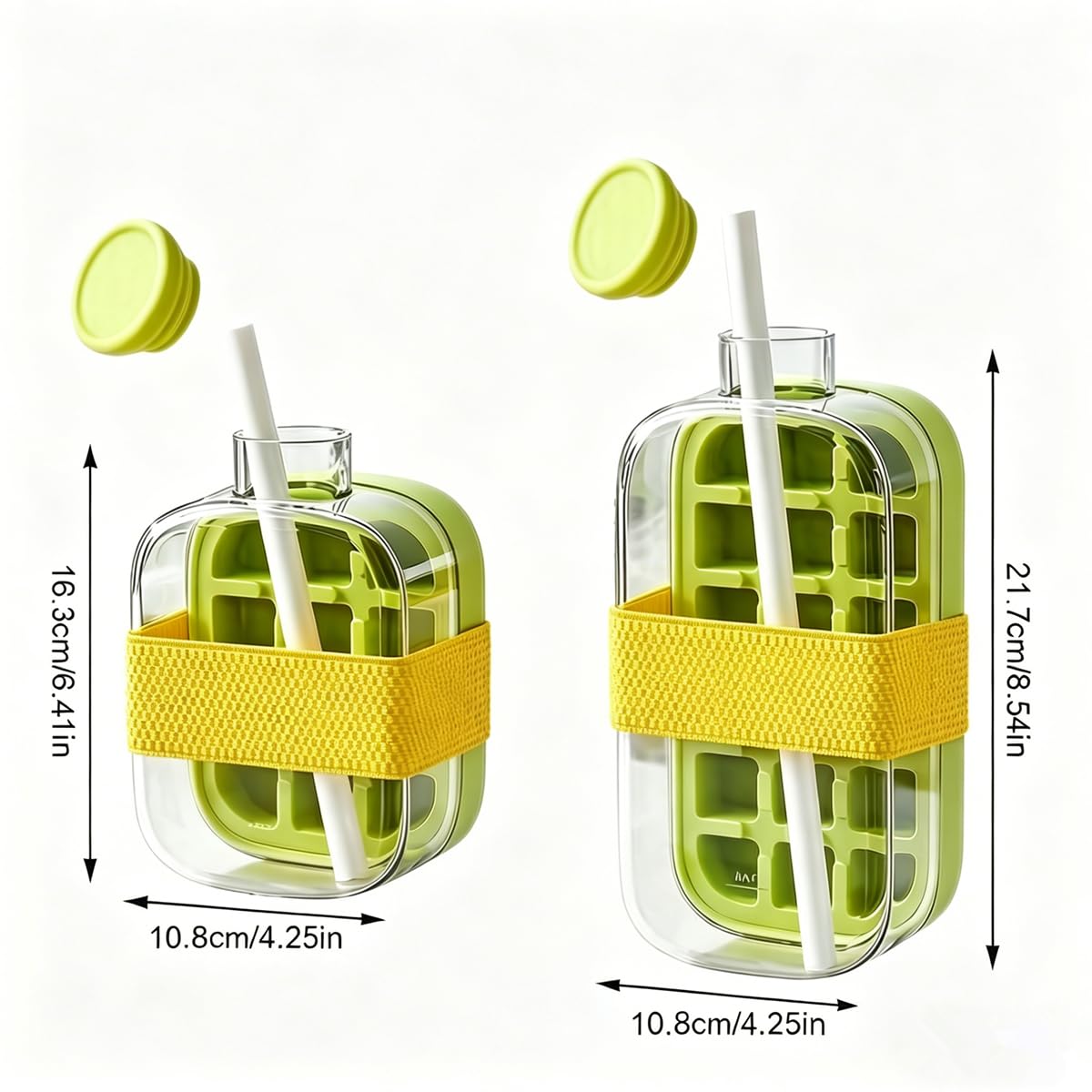 2-In-1 Ice Cube Maker Bottle With Straw, Portable Water Bottle With Ice, Touch-Free Ice Release, Quick Ice Maker For Travel, Gym, Outdoor, Home Use (Green, 800ml) on Fridge.com - View 6