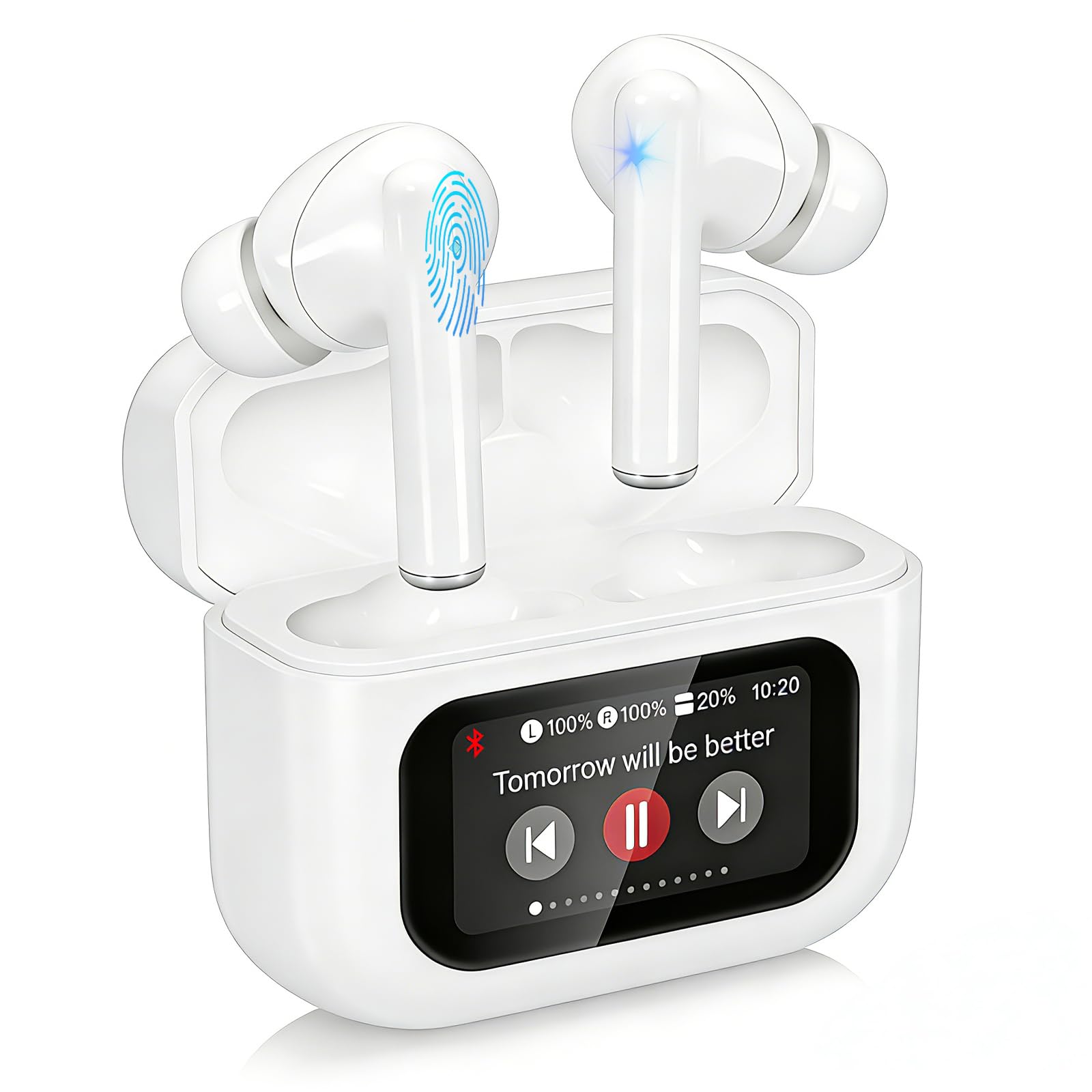 Wireless Earbuds, Bluetooth 5.4 Ear Buds with Touch Screen, ANC/ENC Noise Cancelling Earbuds with Charging Case, IPX7 Waterproof, 6 EQ Modes, 40H