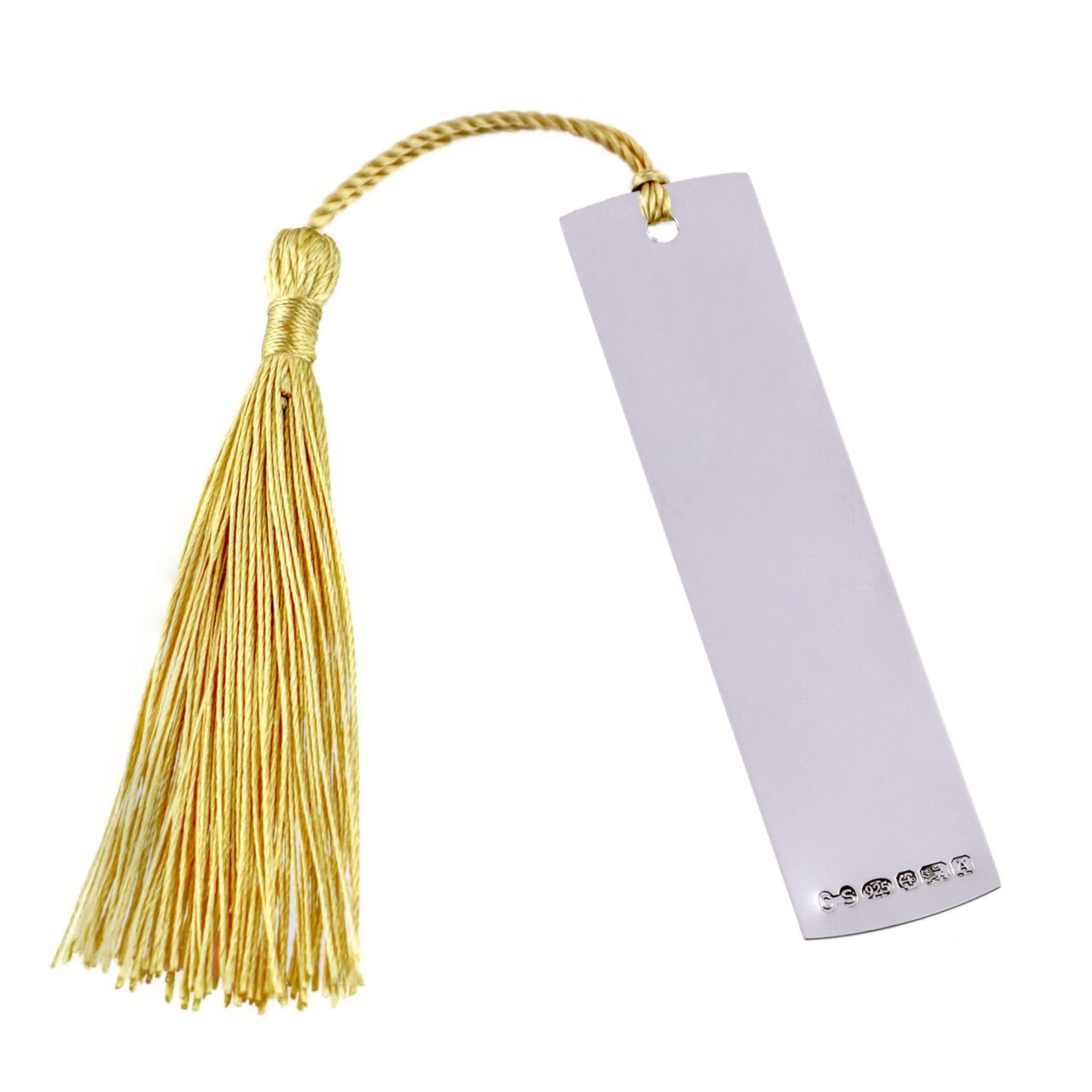 Cators Sterling Silver Bookmark - .925 Sterling Silver Bookmarks for Women & Men with 3X Coloured Tassels (Gold, Pink, Blue) & Small Polishing Cloth, 0.5mm Thick (Medium (80x20mm))