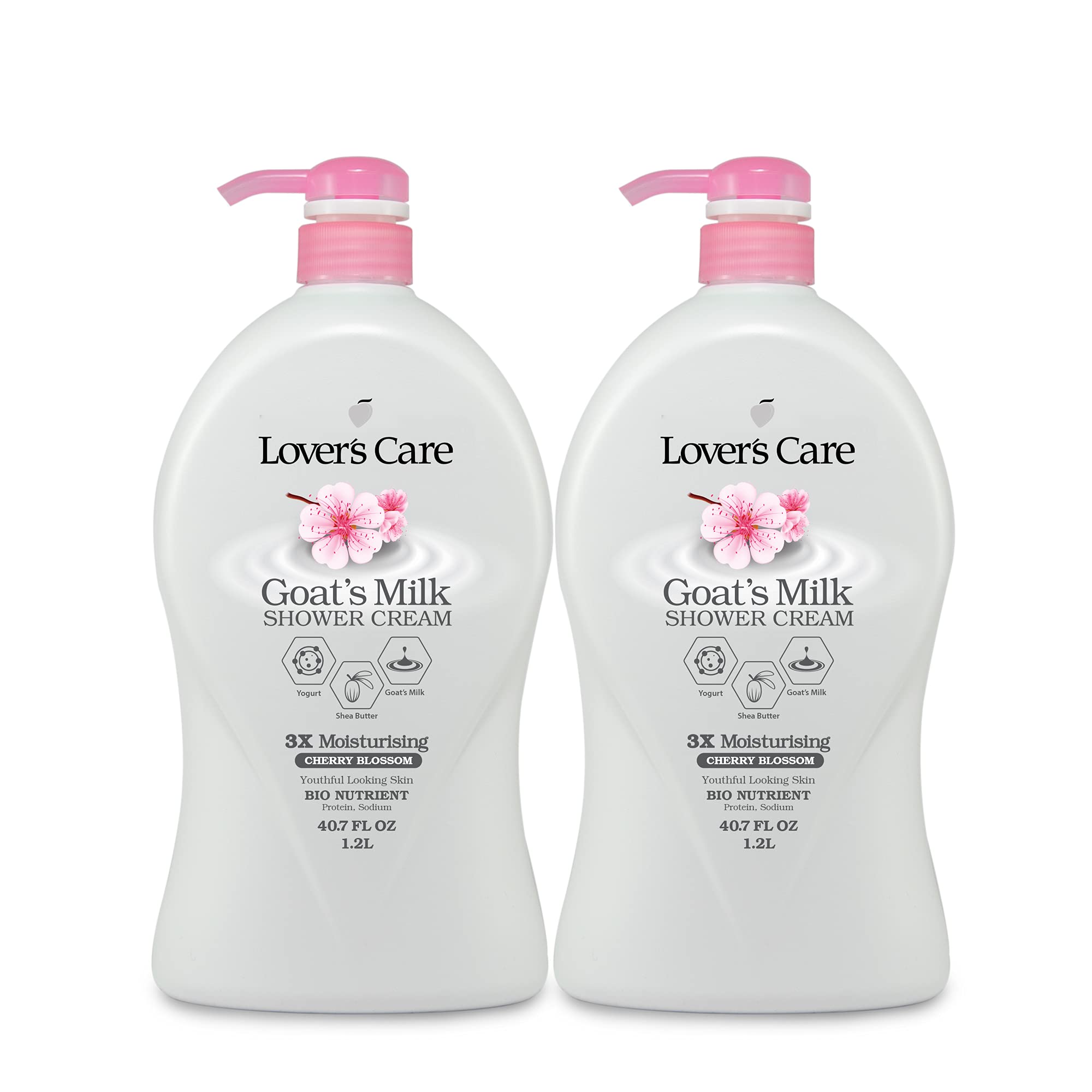 Lover's Care Goat's Moisturizing Body Wash Milk Shower Cream Royal Cherry Blossom 40.7 Fl.Oz - Pack 