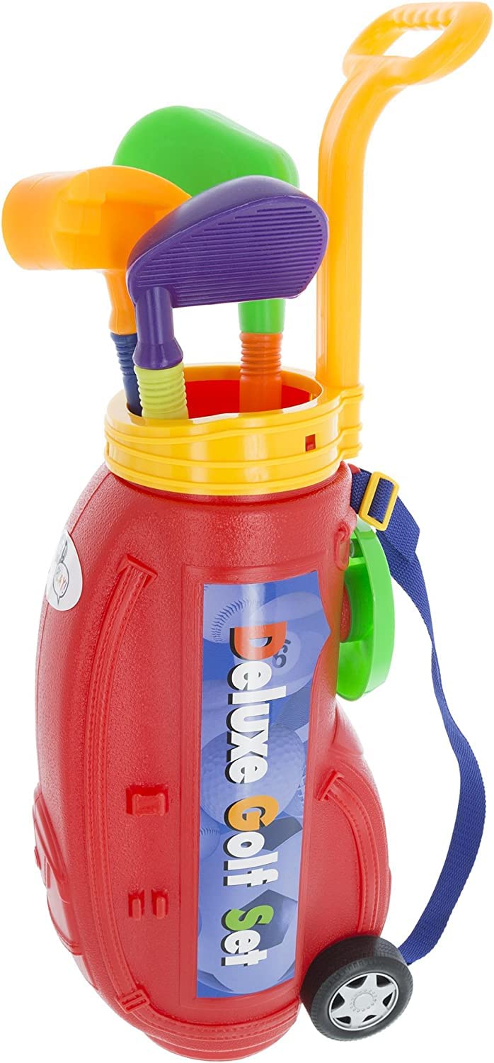 Toddler Golf Toy Set,Kids Golf Clubs Toy Set, Toddler Golf Cart with Wheels, Golf Ball Game Play Set Outdoor GamesToys Gift for Boys &Girls 3/4/5/6 Year Old