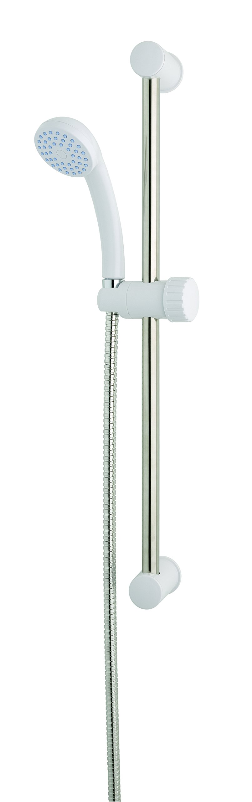 MX White Shower Kit -1.5m Hose, Riser Rail, Slider & Shower Head - RAK