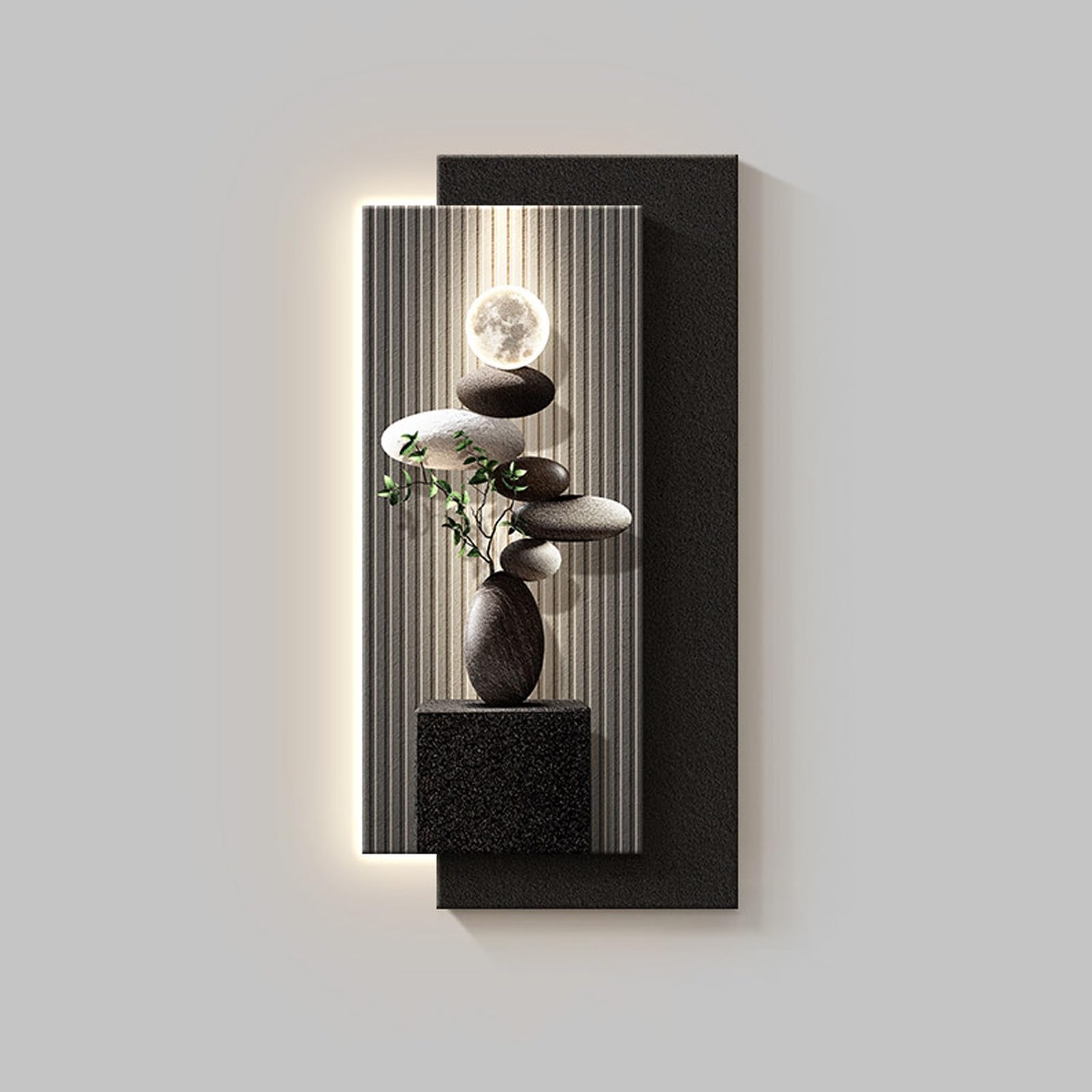 LQXCHEFYVA 3d Wall Art Decor With Led Lights, Sandstone Lighted Wall Art, Plug-in Power Supply, Vertical Suspension, Suitable For Living Rooms And Entryways Wall(C,50x100cm/19.7x39.4in)