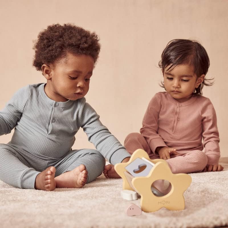 MORI Baby Unisex Pajama Set for Boys and Girls - Front Popper Top and Elastic Waist Bottoms - Two Piece Toddler Sleepwear2