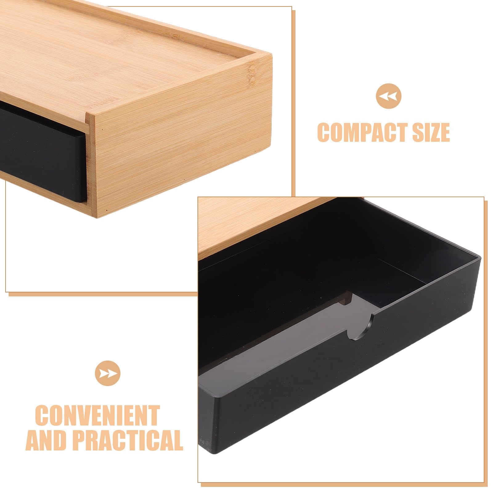 Organizzatore da scrivania con cassetti - Scatola portaoggetti da scrivania in bambù per articoli da ufficio e cancelleria scolastica - Mobiletto organizer da tavolo per la casa, nero