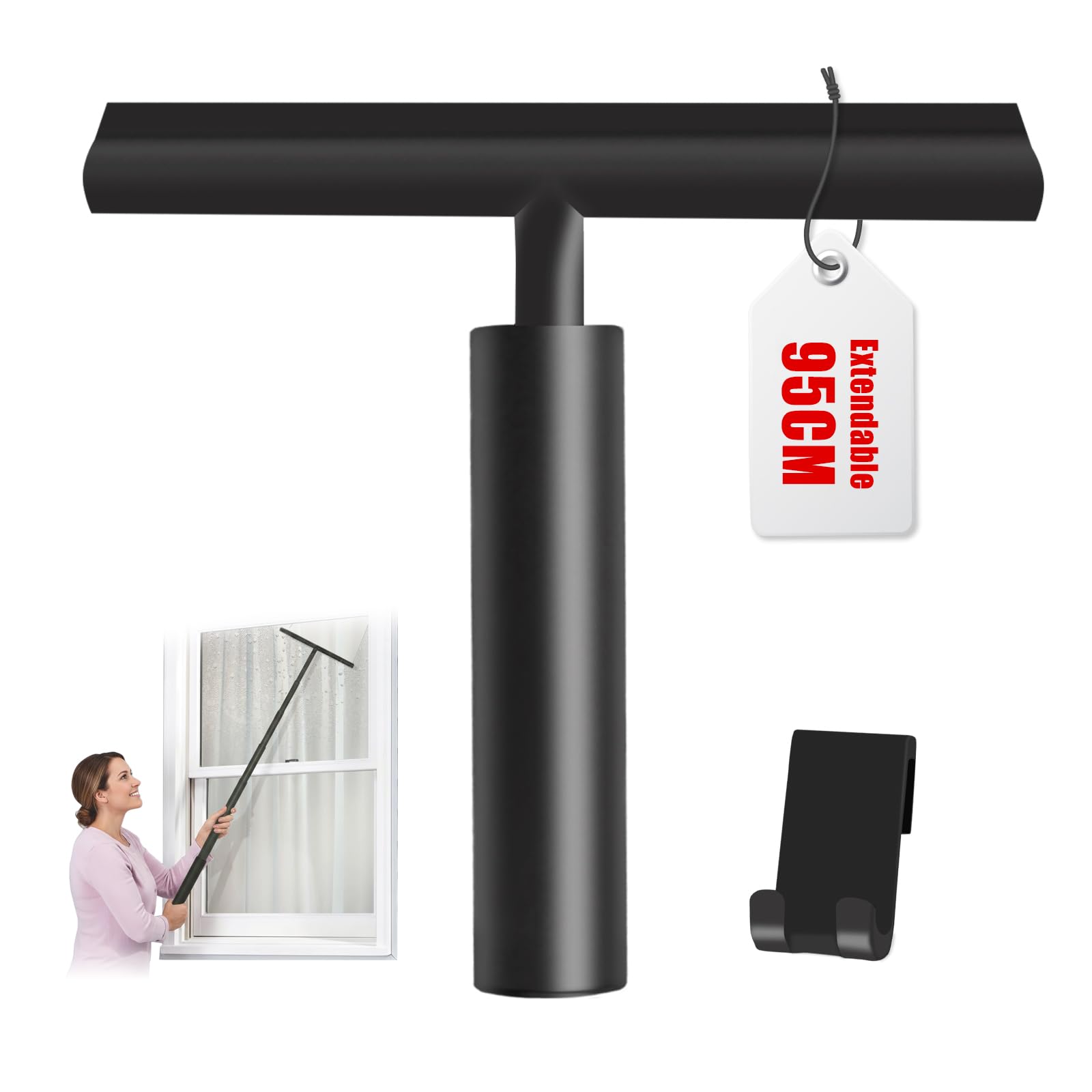 Tergivetro per Doccia, Tergivetro da Bagno, Retrattile 25-95cm Tergicristallo per Doccia, Tergicristallo Doccia Nero per Finestre,Specchi,Bagno Pulire Superfici Lisce