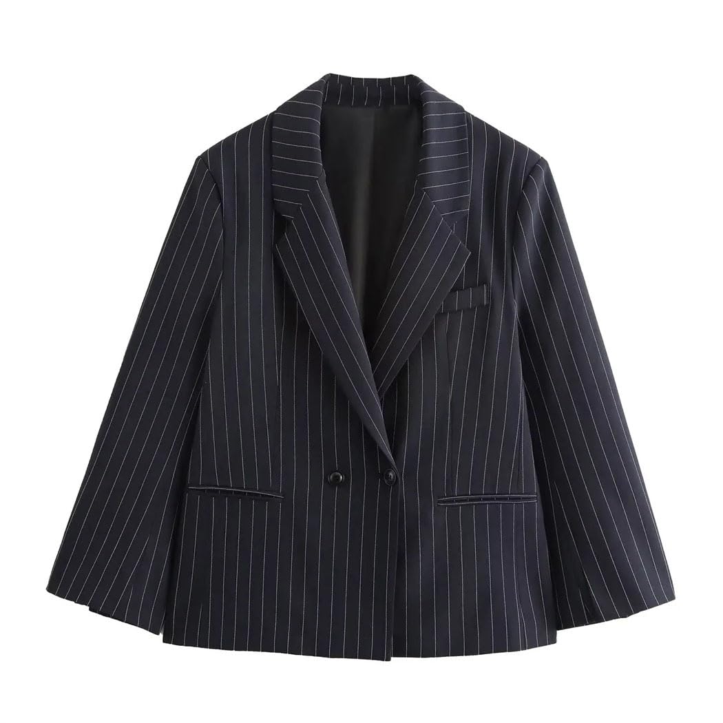 Womens Oversized Blazer Jacket for Women Street Fashion Pinstripe Loose Fit Single Breasted Suit Coat