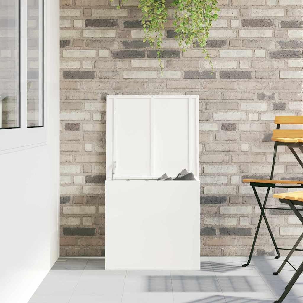 Cassa Stoccaggio Esterno Acciaio Bianco 55x50,5x50 cm | Coperchio A Gas, Resistente Intemperie, Design Industriale, Per Giardino Terrazza