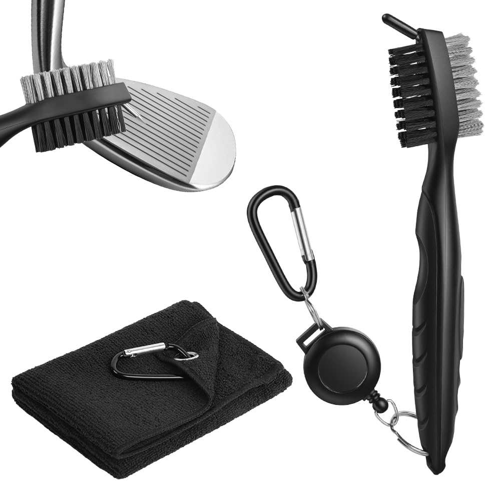 flintronic Golf Club Cleaner Brush, Golf Club Brush Dual-Sided, with Groove Cleaner & Towels, Golf Club Cleaning Kit - Golf Accessories