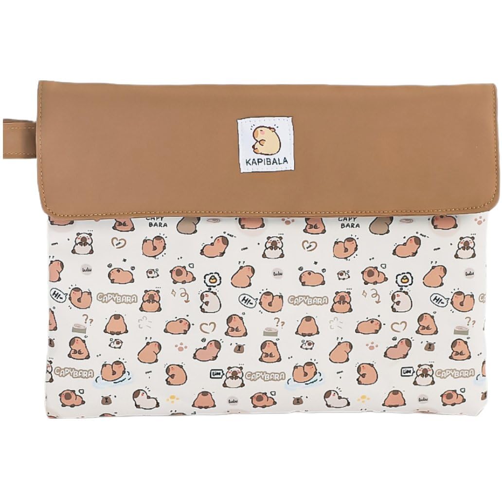 Lpitoy Cute Capybara File Folder File Bags Envelope Document Organizer File Keeper Stationery Document Storage Pouch Organizer for Office Business