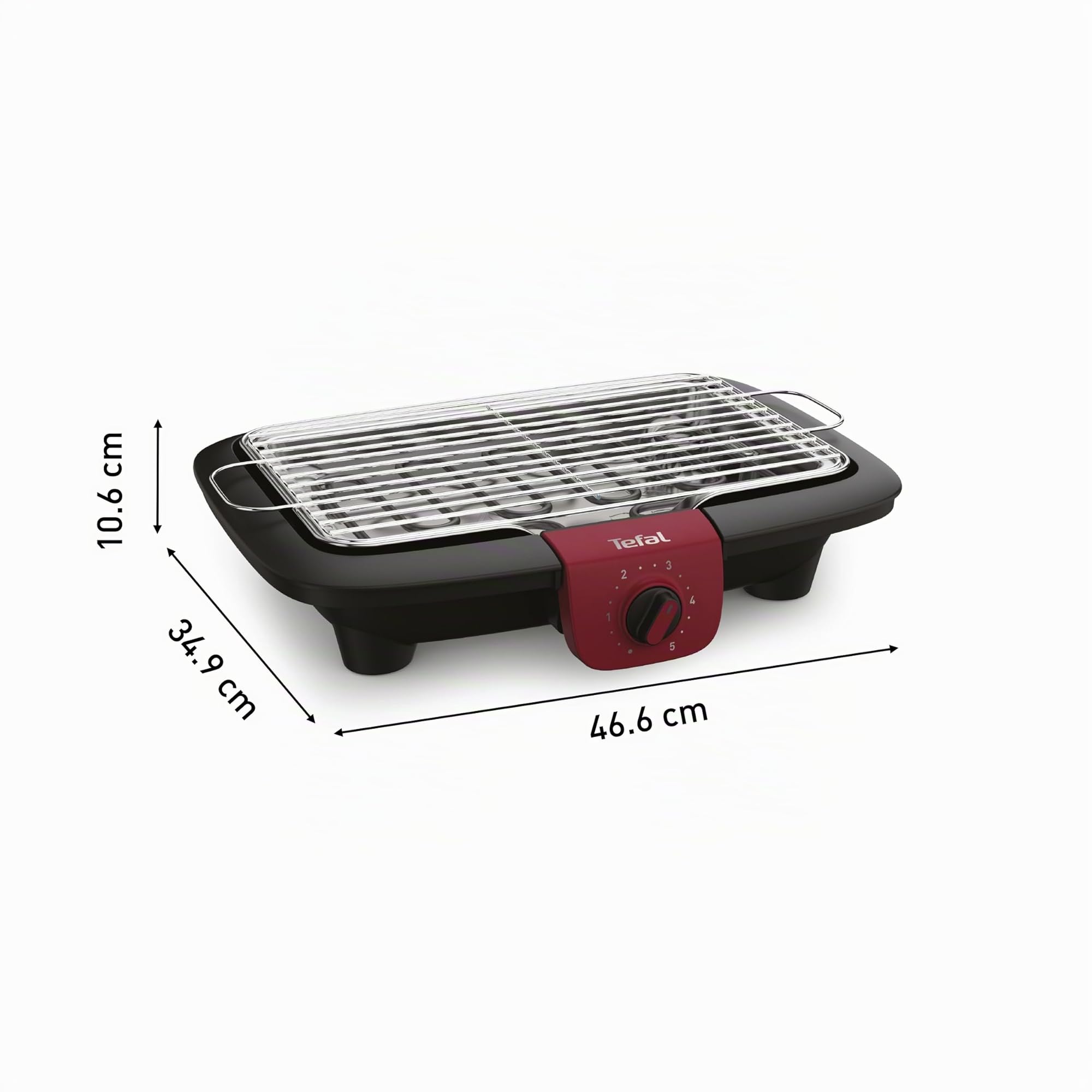 Tefal, BG90E5 Easygrill Adjust, barbecue elettrico da tavolo, 2300 Watt, superficie grill 720 cm², facile da pulire, nero/bordeaux