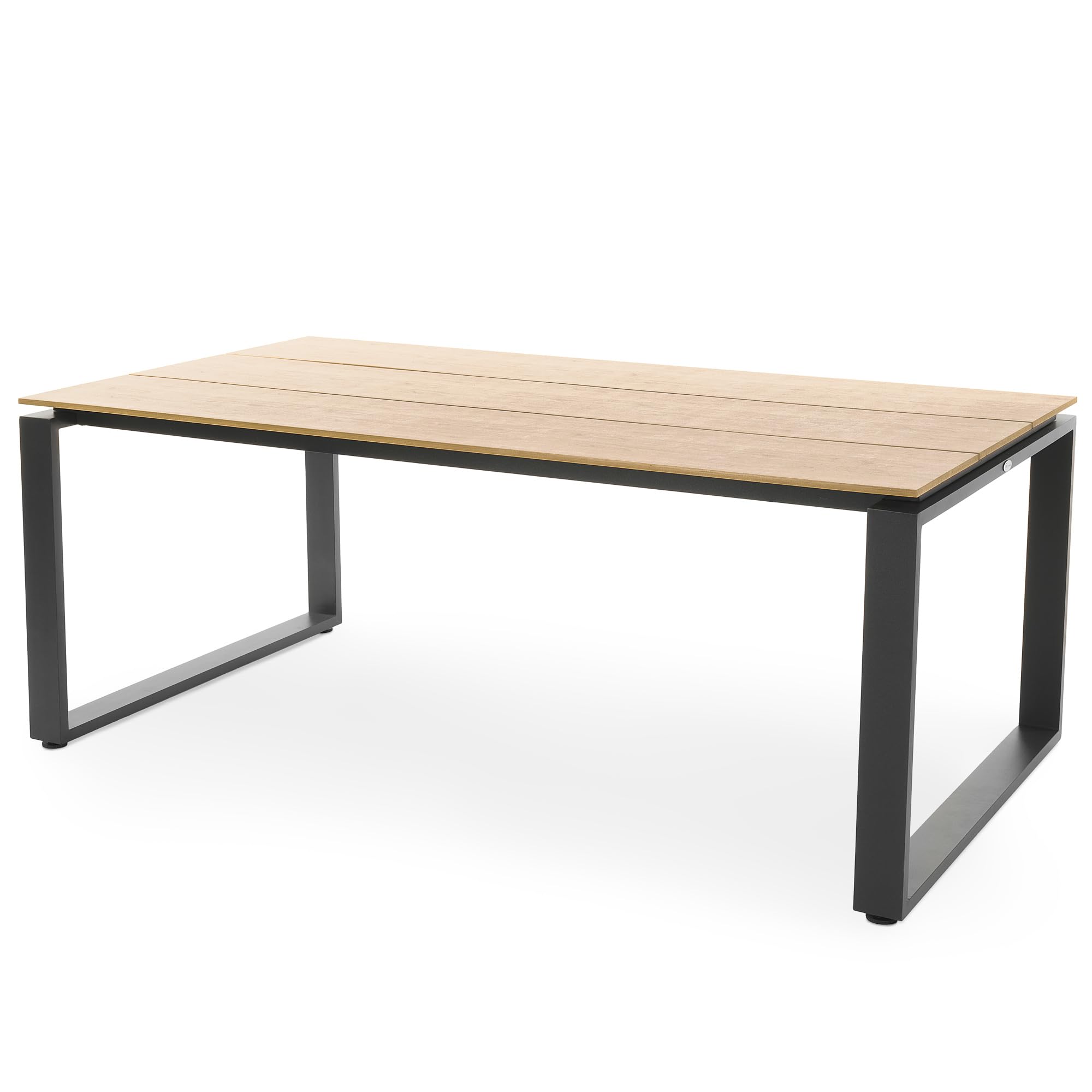 di volio Gartenmöbel-Set Aluminium mit 2 Gartenbänken Outdoor Garten Trento | Esstisch, Kunstholz, Nivellierfüße, korrosionsbeständig, pflegeleicht, UV-beständig, Terrasse, Balkon