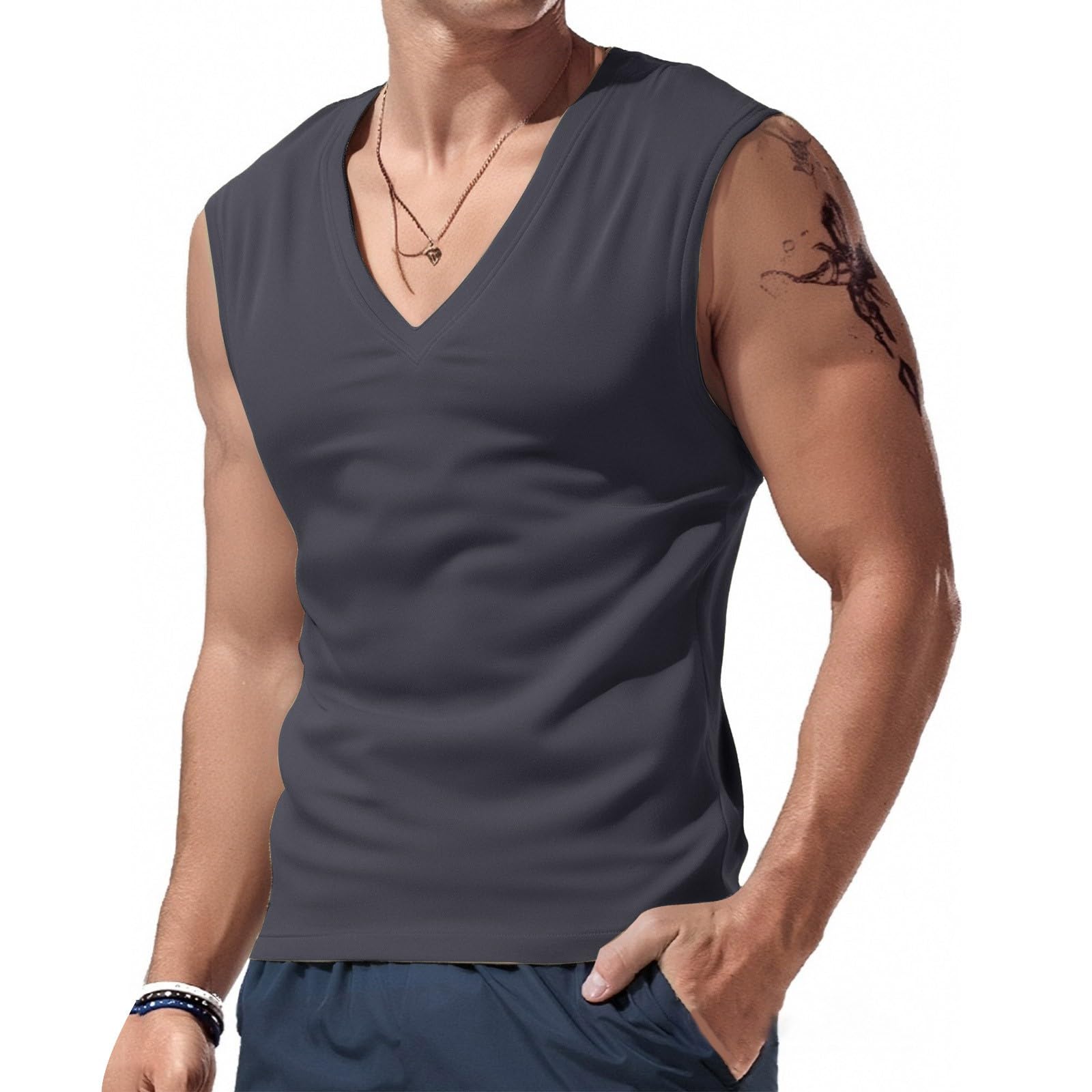 Canottiera Intima Uomo Spalla Larga Estivo,Traspirante e Morbida,Casual Canotte estive Smanicato Camicia Smanicata Uomo Sportivo