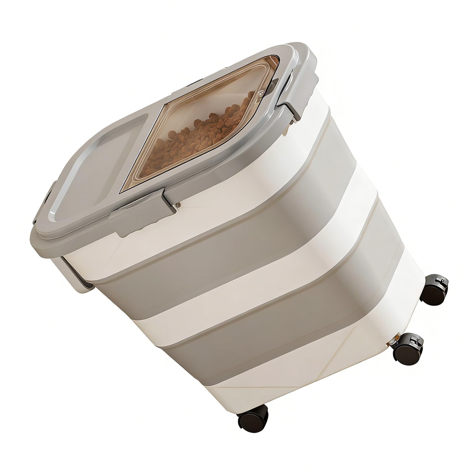 Foldable Rice Storage Container with 3 Changeable Levels Tight Lid and for Kitchen Organization PP Rice Dispenser
