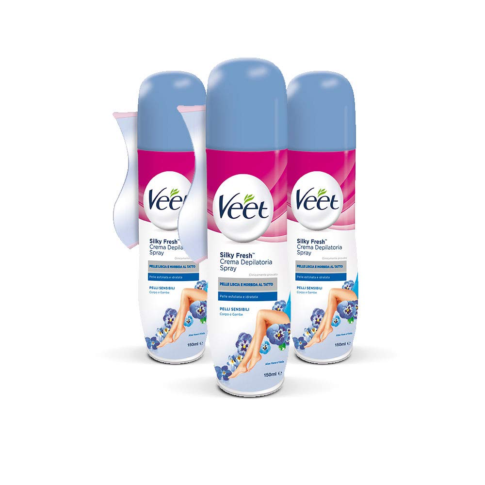 Veet Sensitive Skin Spray Cream, 150ml Pack of 3]