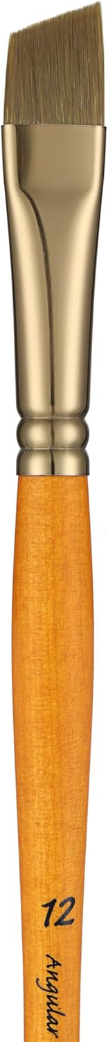 Pan Art No.12 Angular Synthetic Brush for Acrylic Painting - Orange & Brown - 1 Piece