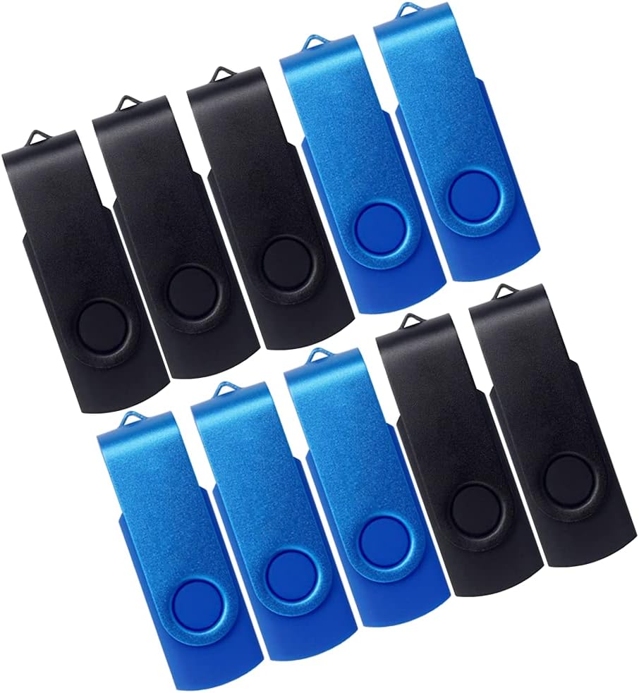 16GB USB Flash Drive USB 3.0, USB 3.0 16GB 10 Pack JBOS High Speed Memory Stick Swivel Thumb Drives 10 pcs Gig Stick Pen Drive, USB 16GB 3.0, Zip Drive, Jump Drive, Flash Stick (Black + Blue)