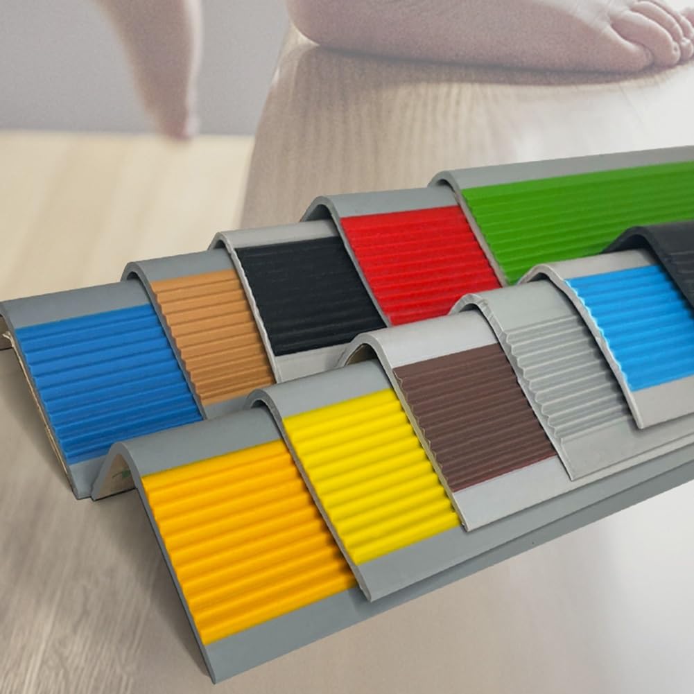 Profilo per Gradini, Protezione per Bordi di Scale Autoadesiva, Profilo Antiscivolo in Gomma 5x2,5 cm per Gradini(Bleu,16.4 ft/500 cm)