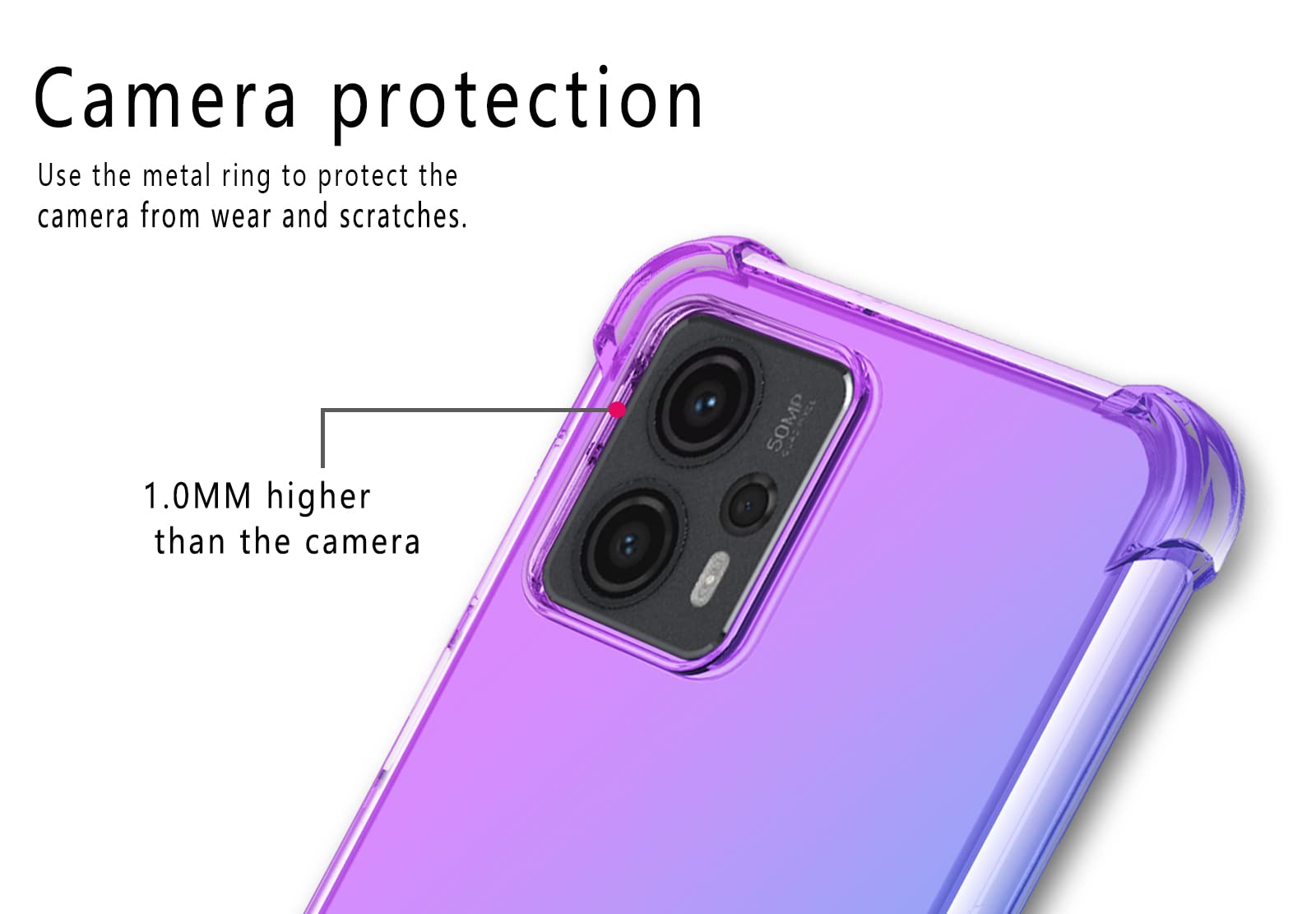 Dedux Cover per Motorola Moto G8 Power Lite, Custodia Trasparente Gradiente Protettivo TPU Case, Ultra Sottile Rinforzo a Quattro Angoli Cover (Viola/ Blu