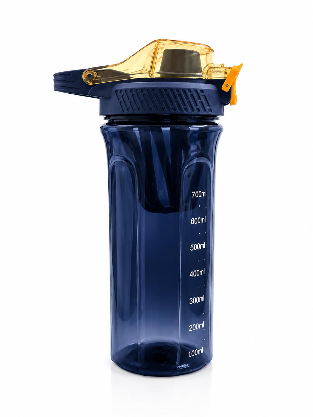 Sports Water Bottle Shaker with Flip Lid, 700 ml, Navy Blue | Measurement Markings, Leak-Proof Flip Cap, Transparent Body, One-Hand Operation, Gym & Outdoor Use-image-20