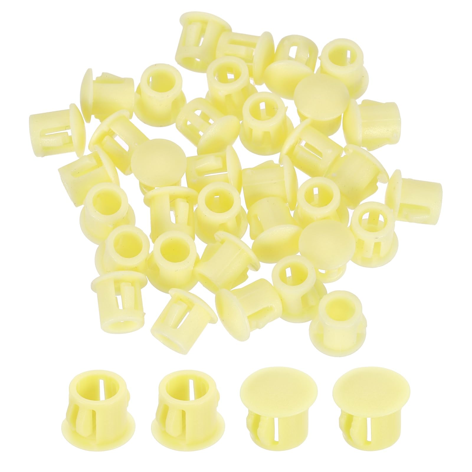 sourcing map Hole Plugs 100pcs 10mm(3/8-Inch) Plastic Plugs for Round Holes Flush Type for Furniture Cabinets Machines Hardware Fencing Post Pipe, Yellow
