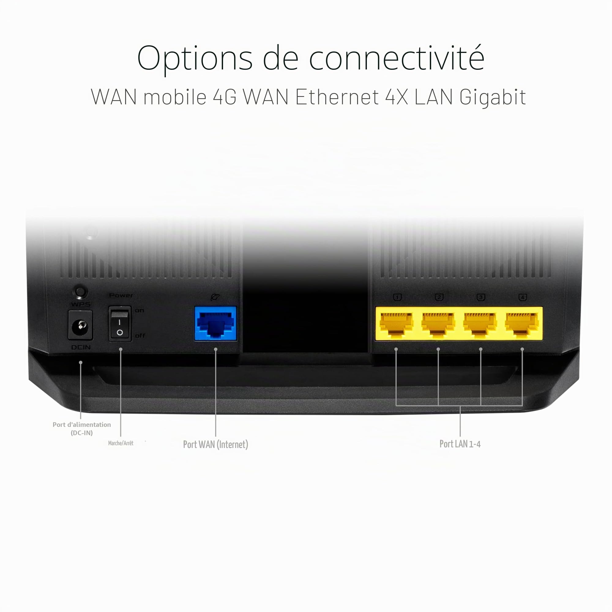 ASUS 4G-AX56 - Box 4G - Modem-routeur Wi-FI 6 LTE Double Bande AX 1800 Mbps - Technologie MU-MIMO - Sécurité Professionnelle Aiprotection Pro Noir