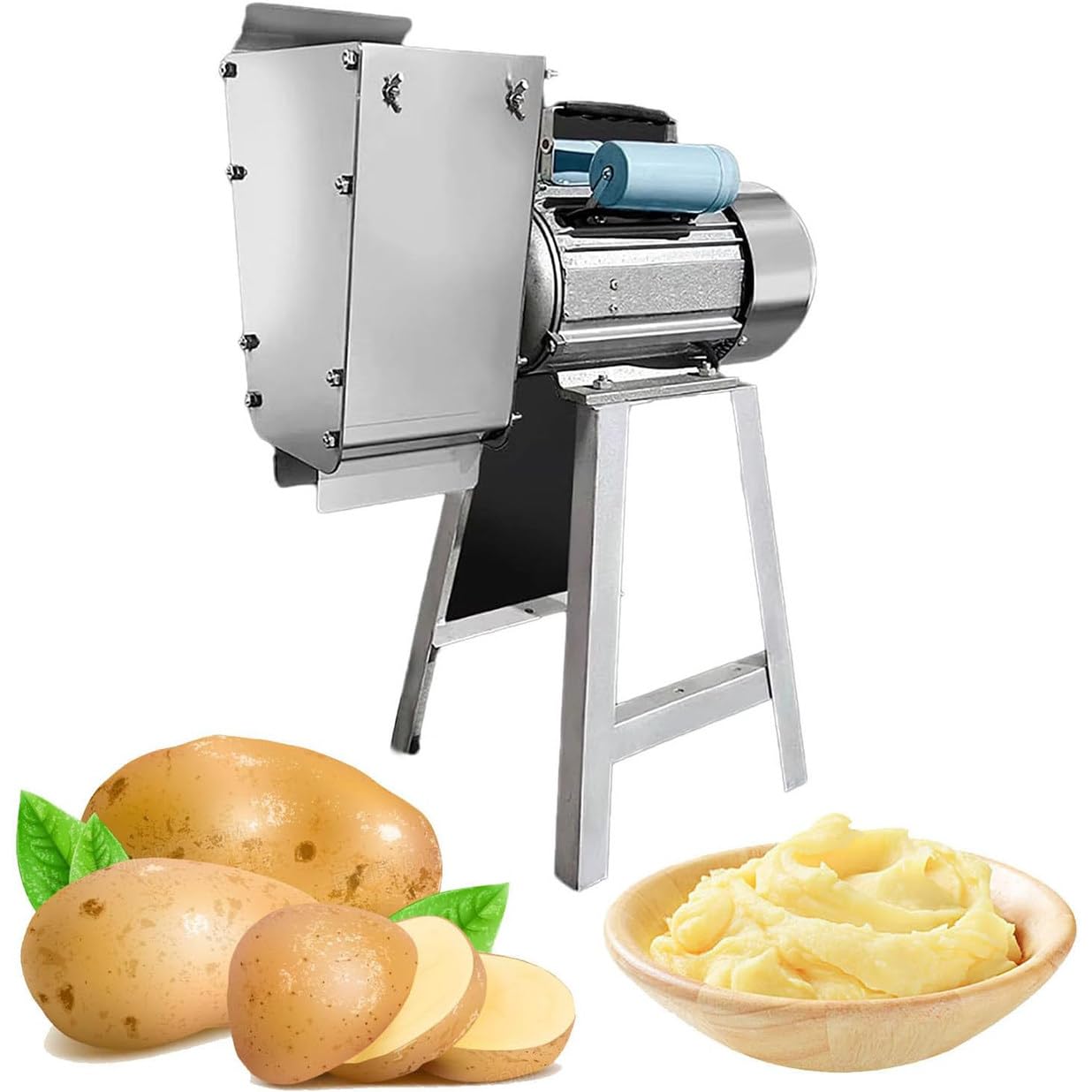 1100w Prensador De Papas De Acero Inox, Prensador De Papas Eléctrico Comercial, Prensa De Alimentos, Frutas Picadora De Verduras, Con Eje De Molienda De Precisión Y Engranaje, Rendimiento 100-200Kg/H