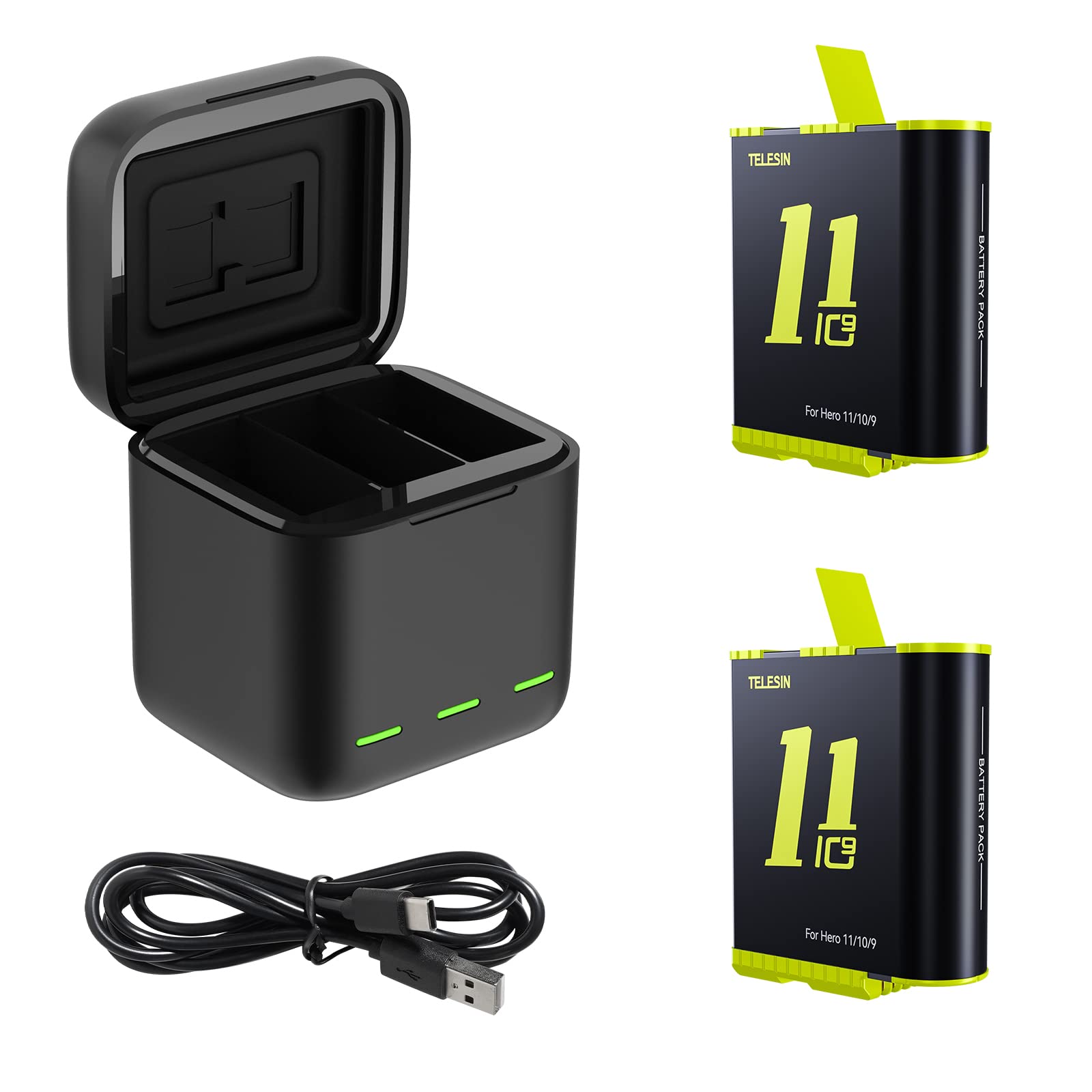 Amazon | TELESIN Gopro Hero 11 10 9 用 充電セット 1750mAh 容量 