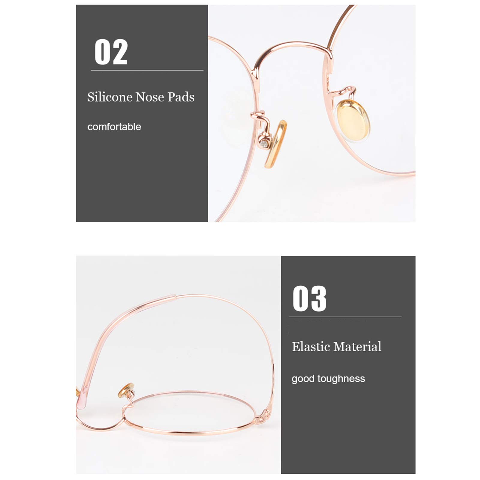 3 Occhiali Vista Rettangolare,Da Lettura Grandi In Metallo Con - Foto 3