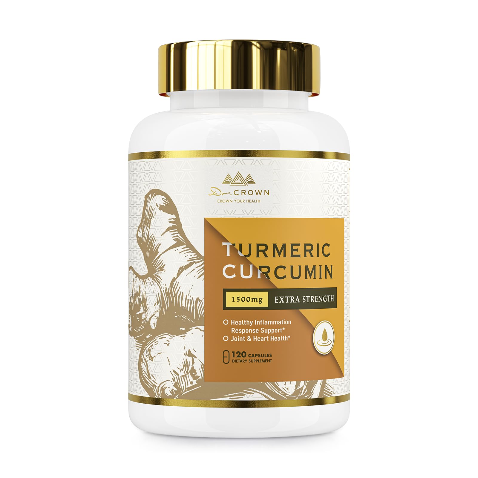 DR. Crown Turmeric Curcumin Supplement, 95% Standardized Curcuminoids 120 Count (Pack of 1)
