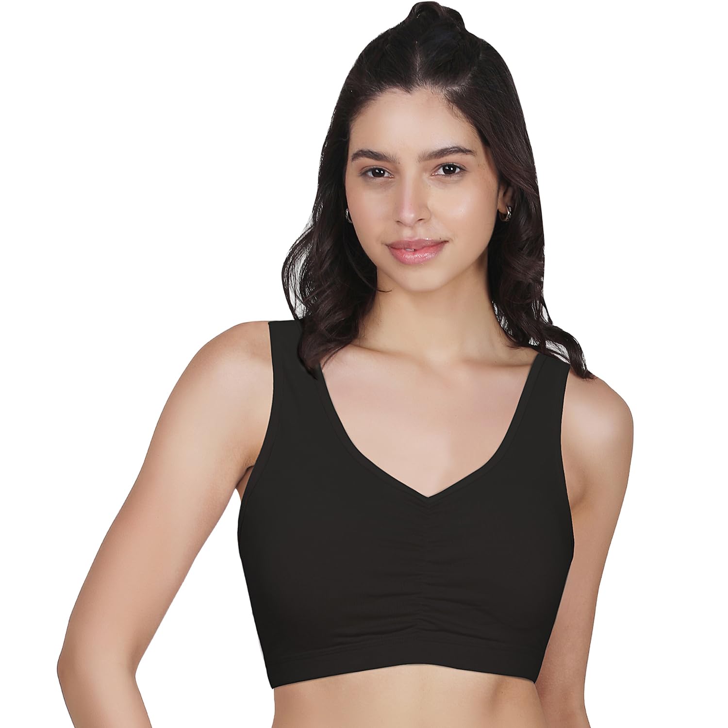 DChica Padded Sports Bra for Women's, High Impact Broad Strap Sports Bra, Removable Pads, Non Wired T-Shirt Bra, Full Coverage, Elasticated Underband, Daily Use Running Bra (Pack of 1)