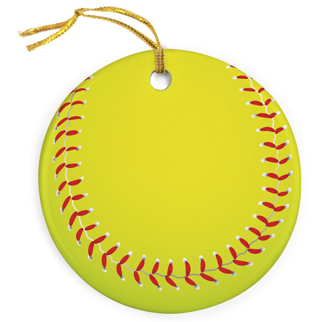 Chalk Talk Sports Softball Round Ceramic Ornament | Softball Graphic
