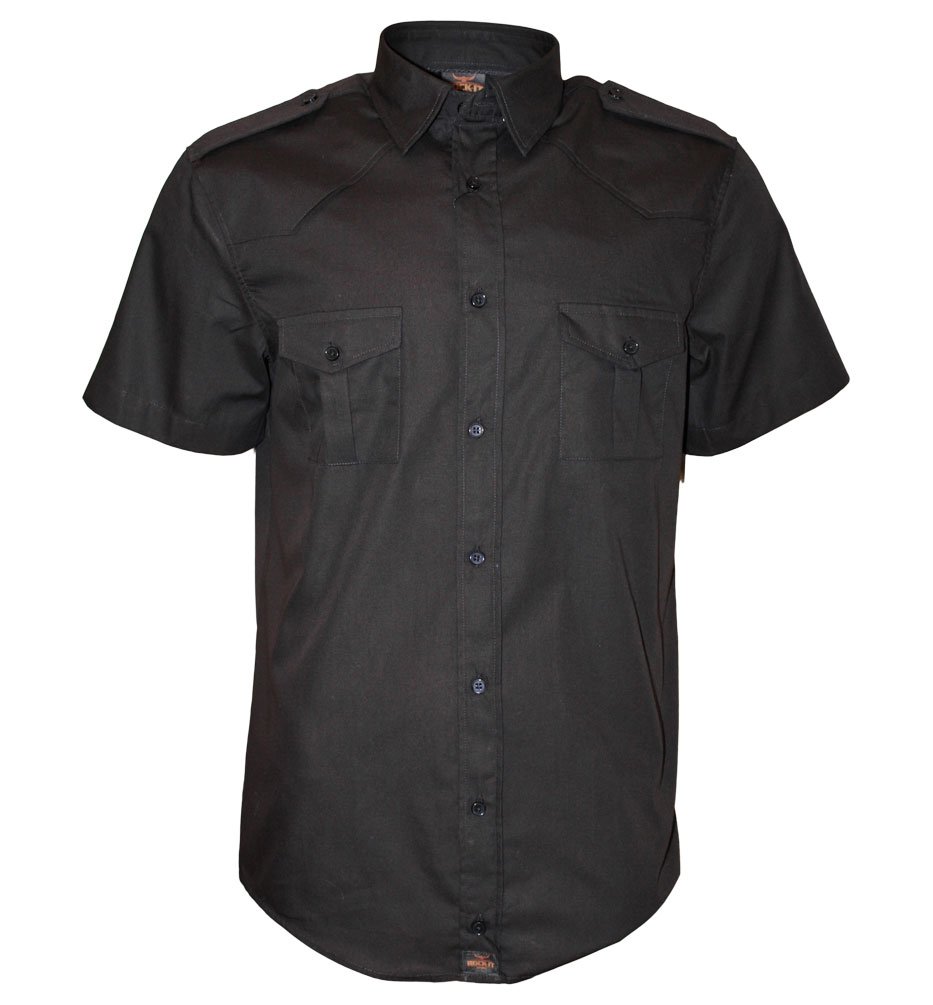 ROCK-IT Apparelยฎ Man Shortsleeve Shirt Casual Worker Shirt Military Style US-Army Mens Workwear Shirt Made in Europe - Sizes S-5XL - Black Olive Charcoal Navy Brown Blue