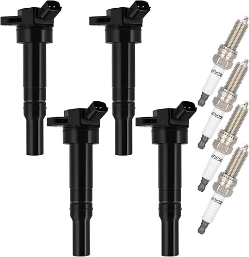 OCPTY 4 bobinas de encendido con 4 bujías de iridio para UF651 C1804 para Hyundai para Kia Elantra Tucson Forte Soul 2011 2012 2013 2014 2015 2016