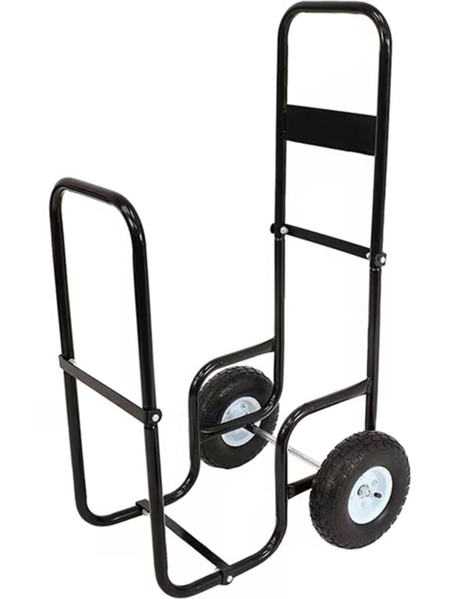 Carrello per legna da ardere con ruote, carrello per legna resistente, ruote in gomma per interni ed esterni, carrello per legna in ferro e supporto per legna da ardere per camino