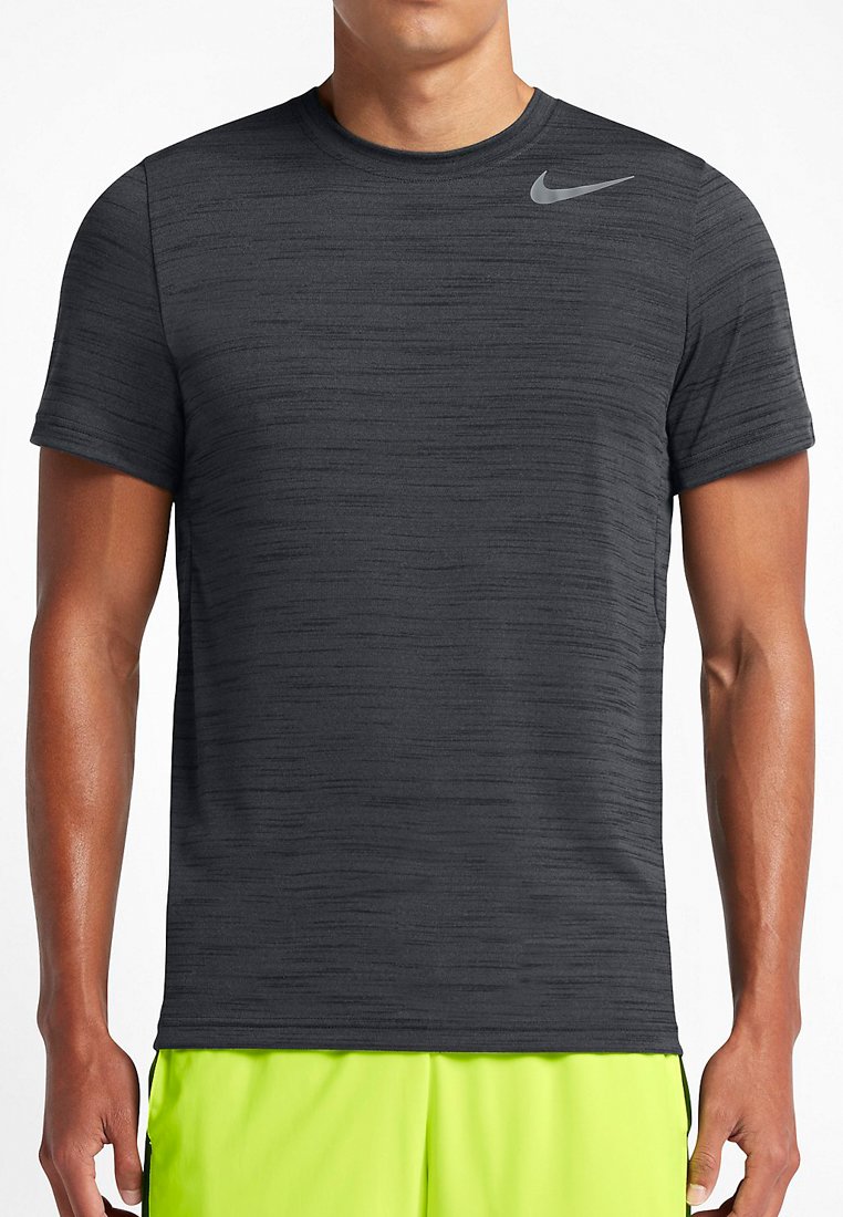 Nike Mens Dri-Fit Touch Heathered Short-Sleeve Shirt Black Small 644369-016