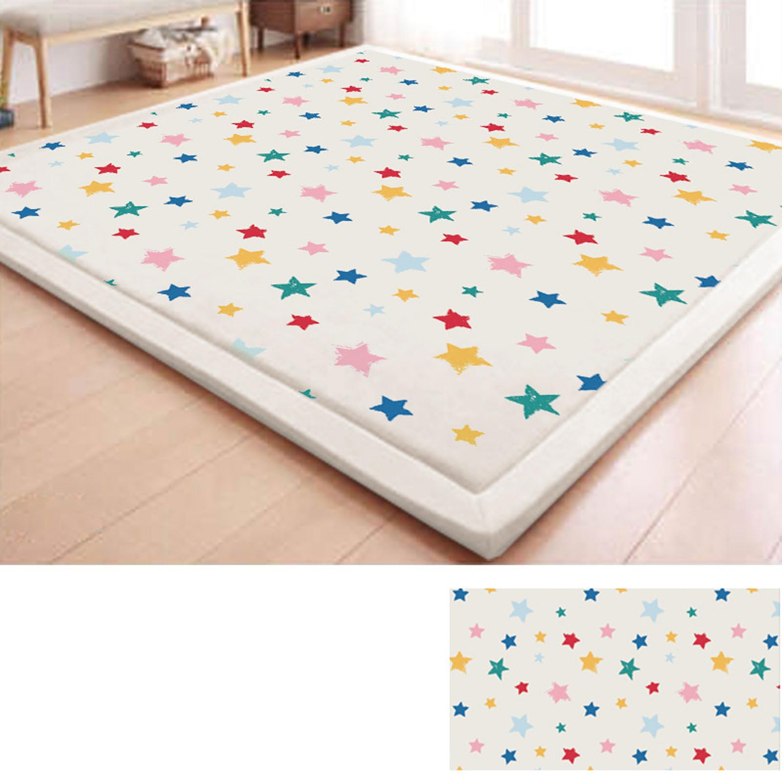 TYYUETY Tatami Crawling Mat - Memory Foam Rug for Living Room, Bedroom, Playroom, Nursery - Large Play Mat Carpet for Kids and Girls
