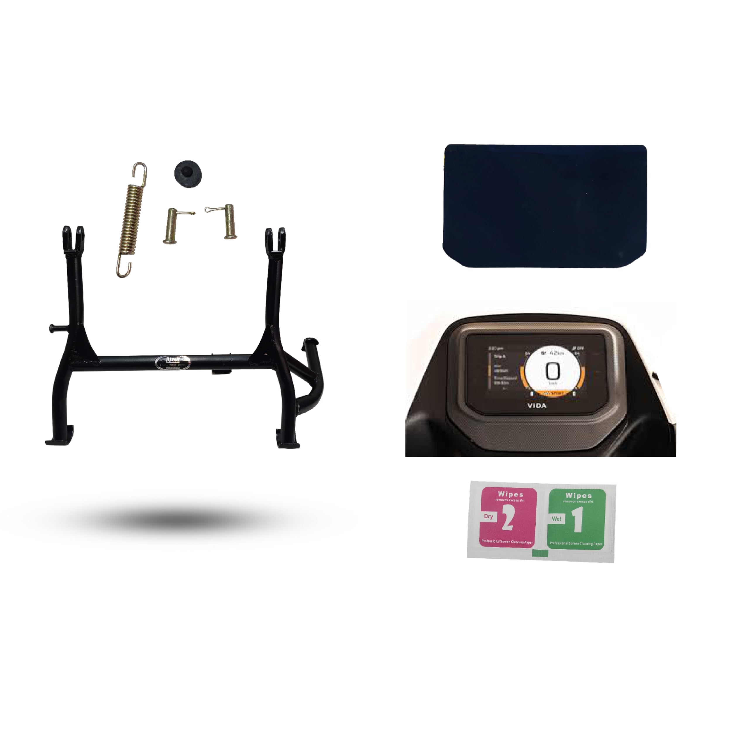 R.J.VON - Vida VX2 Main Stand Black with Digital Meter Screen Guard Compatible with Hero Vida VX2 GO, Vida VX2 Plus New Model (2025+)