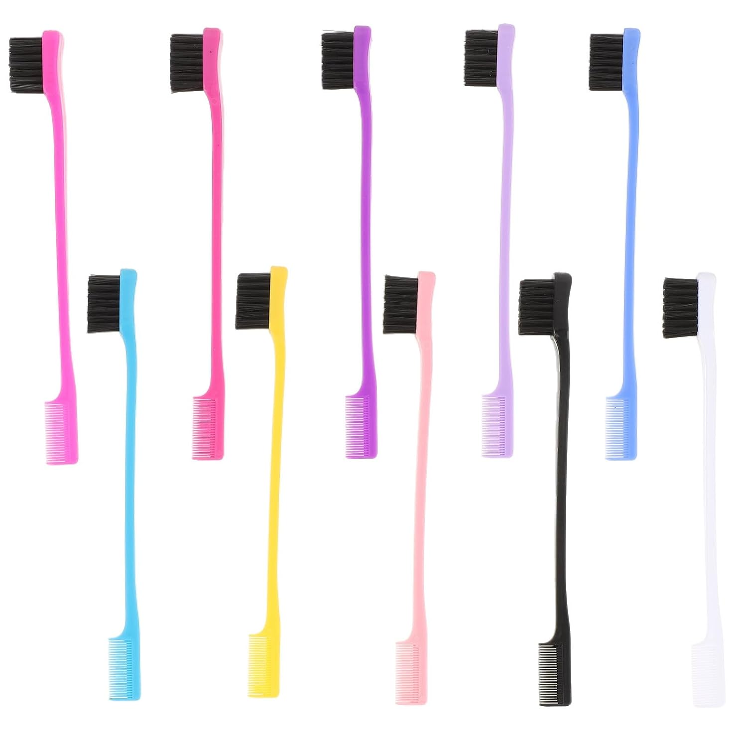 Unomor 10pcs Multi-use Eyebrow Comb Brush Set Dual-ended Fine Brush Small Brow Makeup Tools for Precise Hairline Grooming and Lash Styling