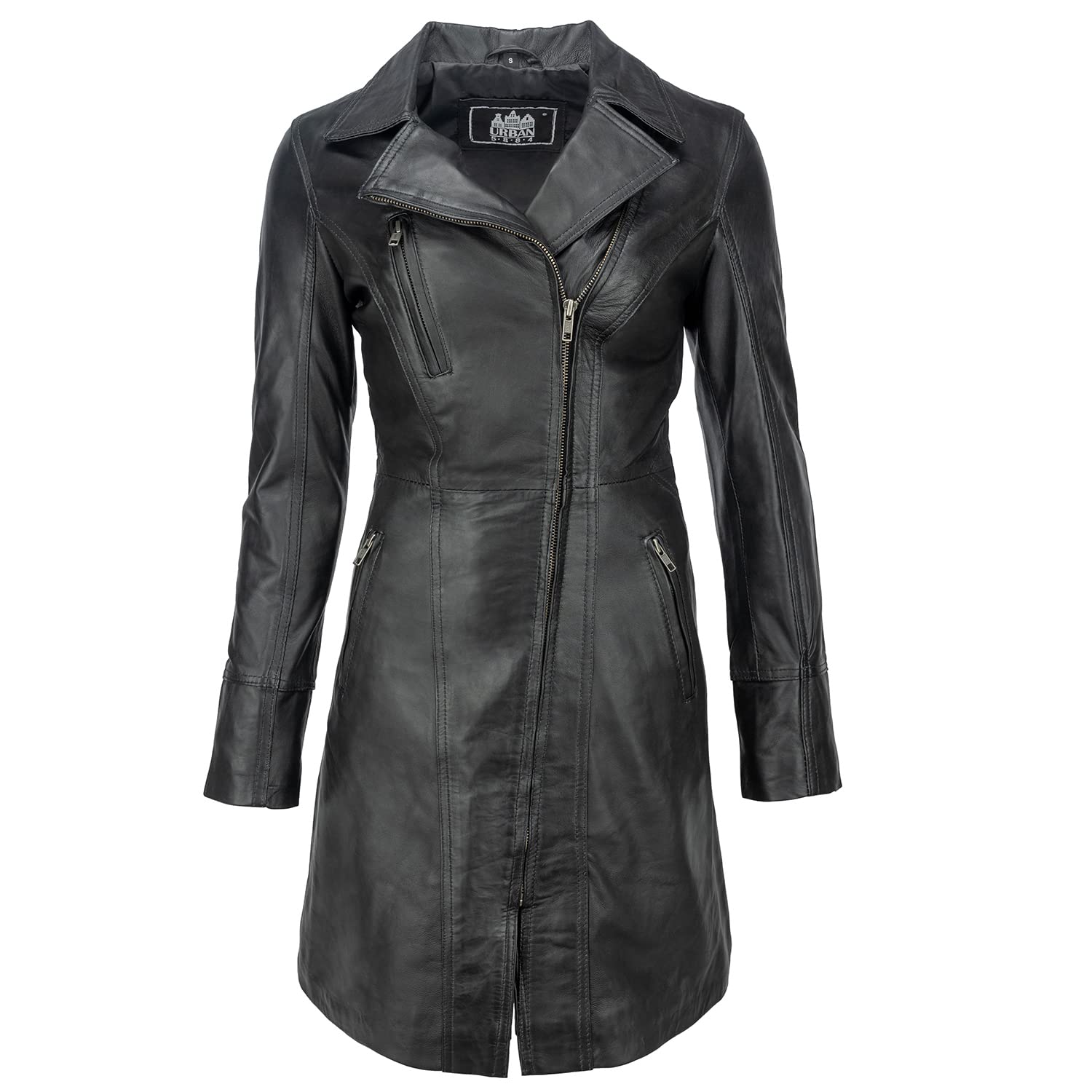 URBAN 5884 Damski elegancki płaszcz 107, czarny, rozmiar: 4XL