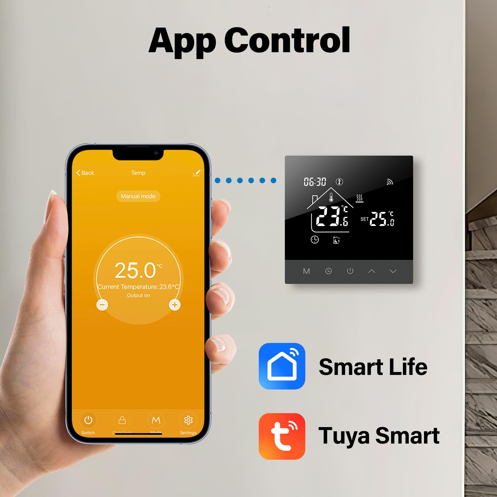 Beok Thermostat Programmable Thermostat Chauffe Eau 3A Smart WiFi Thermosta Écran Tactile LCD Compatible avec Alexa Google Home Contrôle Vocal, TS4Gwifi-WP Contrôle Vocal, TS4Gwifi-WP