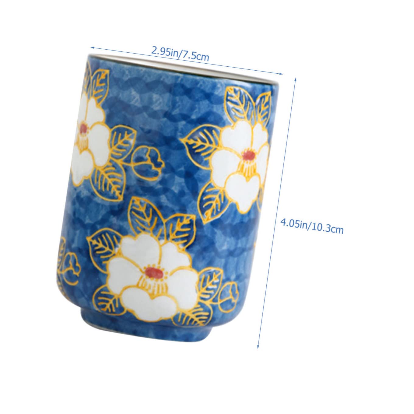 Tasse à saké traditionnelle, verres à vin en céramique, 4 pièces, verres à fleurs, tasses de maison, buvant du thé, bureau, motif floral en porcelaine, motif pratique, bol à saké Fu vintage en céramiq