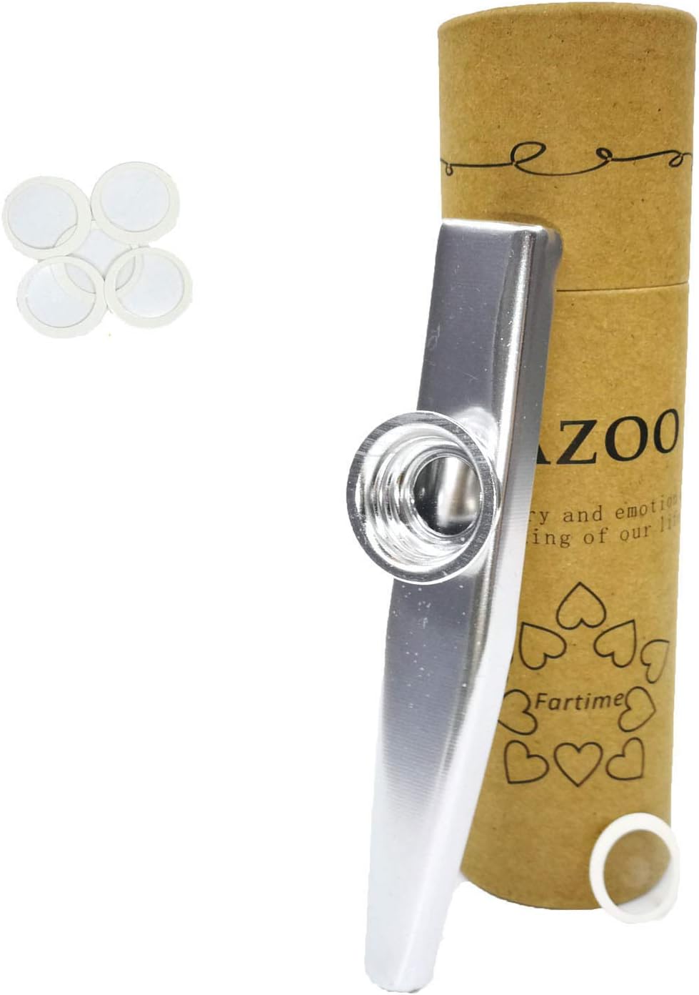 Silver Exquisite Aluminum Alloy Kazoo With 5 Kazoo Flute Diaphragms And A Beautiful Gift Box-Musical Instruments. (silver)